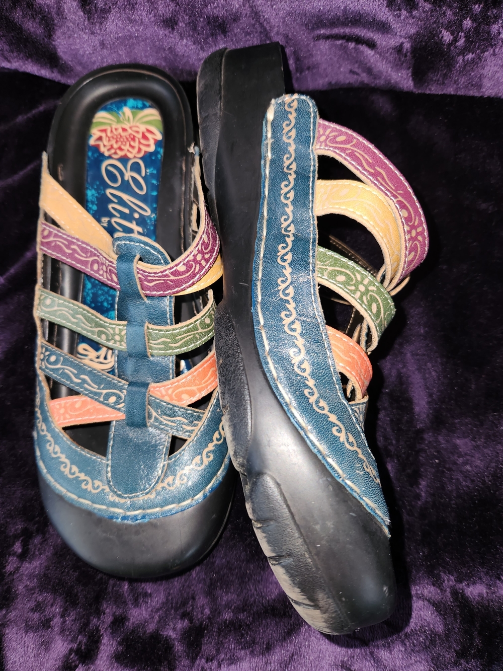 🍉Corkys Multicolor Strappy Slip-On Mules in Blue, Purple, Green, Orange & Cream